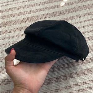 Black suede leather free people cap